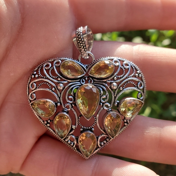 New Citrine 925 Silver Heart Pendant. - Picture 8 of 13
